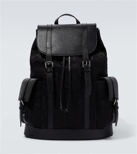 gucci men's logo leather backpack - black|gucci jumbo gg black backpack.